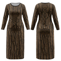 Kioranga Moriori New Zealand Family Matching Long Sleeve Bodycon Dress and Hawaiian Shirt Kopi Rakau Carving Art