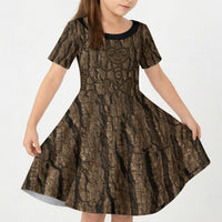 Kioranga Moriori New Zealand Kid Short Sleeve Dress Kopi Rakau Carving Art
