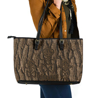 Kioranga Moriori New Zealand Leather Tote Bag Kopi Rakau Carving Art