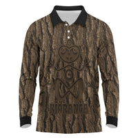 Kioranga Moriori New Zealand Long Sleeve Polo Shirt Kopi Rakau Carving Art
