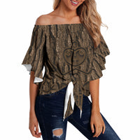 Kioranga Moriori New Zealand Off Shoulder Wrap Waist Top Kopi Rakau Carving Art