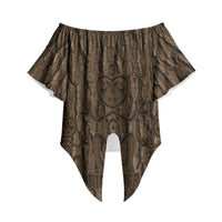Kioranga Moriori New Zealand Off Shoulder Wrap Waist Top Kopi Rakau Carving Art