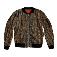 Kioranga Moriori New Zealand Sleeve Zip Bomber Jacket Kopi Rakau Carving Art