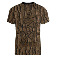 Kioranga Moriori New Zealand Women V-Neck T-Shirt Kopi Rakau Carving Art