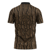 Kioranga Moriori New Zealand Zipper Polo Shirt Kopi Rakau Carving Art