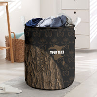Moriori Kekoru New Zealand Personalised Laundry Basket Kopi Rakau Carving Chatham Islands Map