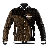Moriori Kekoru New Zealand Personalised Baseball Jacket Kopi Rakau Carving Chatham Islands Map