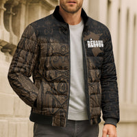 Moriori Kekoru New Zealand Personalised Bomber Puffer Jacket Kopi Rakau Carving Chatham Islands Map