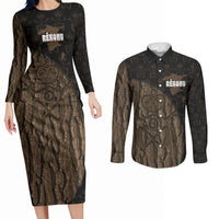 Moriori Kekoru New Zealand Personalised Couples Matching Long Sleeve Bodycon Dress and Long Sleeve Button Shirt Kopi Rakau Carving Chatham Islands Map