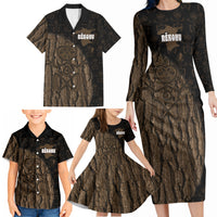 Moriori Kekoru New Zealand Personalised Family Matching Long Sleeve Bodycon Dress and Hawaiian Shirt Kopi Rakau Carving Chatham Islands Map