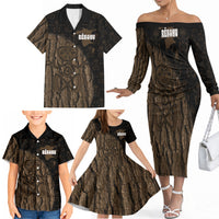 Moriori Kekoru New Zealand Personalised Family Matching Off The Shoulder Long Sleeve Dress and Hawaiian Shirt Kopi Rakau Carving Chatham Islands Map
