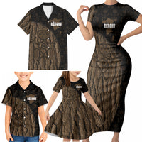 Moriori Kekoru New Zealand Personalised Family Matching Short Sleeve Bodycon Dress and Hawaiian Shirt Kopi Rakau Carving Chatham Islands Map