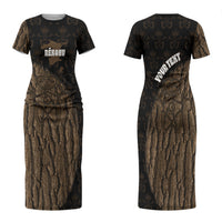 Moriori Kekoru New Zealand Personalised Family Matching Short Sleeve Bodycon Dress and Hawaiian Shirt Kopi Rakau Carving Chatham Islands Map