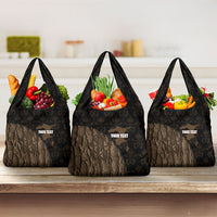 Moriori Kekoru New Zealand Personalised Grocery Bag Kopi Rakau Carving Chatham Islands Map