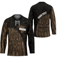 Moriori Kekoru New Zealand Personalised Hockey Jersey Kopi Rakau Carving Chatham Islands Map