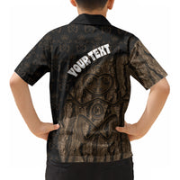 Moriori Kekoru New Zealand Personalised Kid Hawaiian Shirt Kopi Rakau Carving Chatham Islands Map