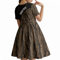 Moriori Kekoru New Zealand Personalised Kid Short Sleeve Dress Kopi Rakau Carving Chatham Islands Map