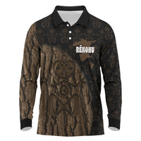 Moriori Kekoru New Zealand Personalised Long Sleeve Polo Shirt Kopi Rakau Carving Chatham Islands Map