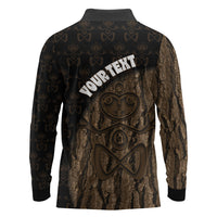 Moriori Kekoru New Zealand Personalised Long Sleeve Polo Shirt Kopi Rakau Carving Chatham Islands Map