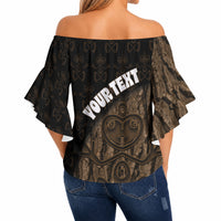 Moriori Kekoru New Zealand Personalised Off Shoulder Wrap Waist Top Kopi Rakau Carving Chatham Islands Map
