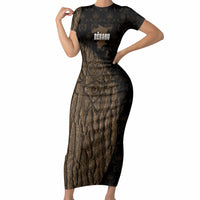 Moriori Kekoru New Zealand Personalised Short Sleeve Bodycon Dress Kopi Rakau Carving Chatham Islands Map