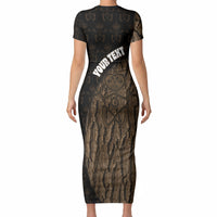 Moriori Kekoru New Zealand Personalised Short Sleeve Bodycon Dress Kopi Rakau Carving Chatham Islands Map
