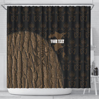 Moriori Kekoru New Zealand Personalised Shower Curtain Kopi Rakau Carving Chatham Islands Map