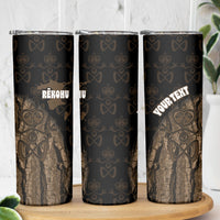 Moriori Kekoru New Zealand Personalised Skinny Tumbler Kopi Rakau Carving Chatham Islands Map