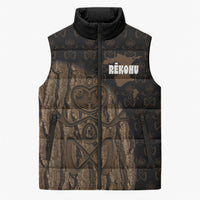 Moriori Kekoru New Zealand Personalised Sleeveless Puffer Jacket Kopi Rakau Carving Chatham Islands Map