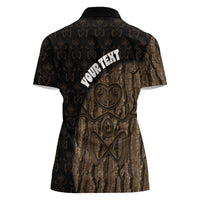 Moriori Kekoru New Zealand Personalised Women Polo Shirt Kopi Rakau Carving Chatham Islands Map