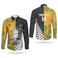 New Zealand Australia Rugby Bledisloe 2026 Custom Couples Matching Summer Maxi Dress and Long Sleeve Button Shirt Champion Trophy Maori Aboriginal Art