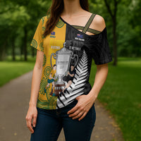 New Zealand Australia Rugby Bledisloe 2026 Custom Cross Shoulder Shirt Champion Trophy Maori Aboriginal Art