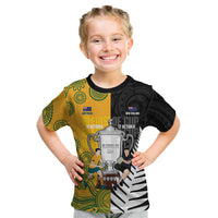 New Zealand Australia Rugby Bledisloe 2026 Custom Kid T Shirt Champion Trophy Maori Aboriginal Art