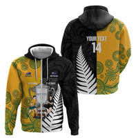 New Zealand Australia Rugby Bledisloe 2026 Custom Zip Hoodie Champion Trophy Maori Aboriginal Art