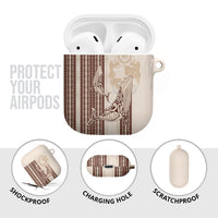 Swimming With Humpback Whales Season Tonga AirPods Case Tongan Tofuaa Ngatu Pattern Brown