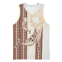 Swimming With Humpback Whales Season Tonga Basketball Jersey Tongan Tofuaa Ngatu Pattern Brown