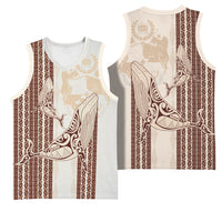 Swimming With Humpback Whales Season Tonga Basketball Jersey Tongan Tofuaa Ngatu Pattern Brown