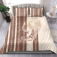 Swimming With Humpback Whales Season Tonga Bedding Set Tongan Tofuaa Ngatu Pattern Brown