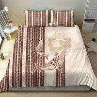 Swimming With Humpback Whales Season Tonga Bedding Set Tongan Tofuaa Ngatu Pattern Brown
