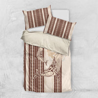Swimming With Humpback Whales Season Tonga Bedding Set Tongan Tofuaa Ngatu Pattern Brown