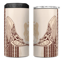 Swimming With Humpback Whales Season Tonga 4 in 1 Can Cooler Tumbler Tongan Tofuaa Ngatu Pattern Brown