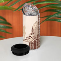 Swimming With Humpback Whales Season Tonga 4 in 1 Can Cooler Tumbler Tongan Tofuaa Ngatu Pattern Brown