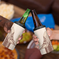 Swimming With Humpback Whales Season Tonga 4 in 1 Can Cooler Tumbler Tongan Tofuaa Ngatu Pattern Brown