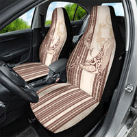 Swimming With Humpback Whales Season Tonga Car Seat Cover Tongan Tofuaa Ngatu Pattern Brown