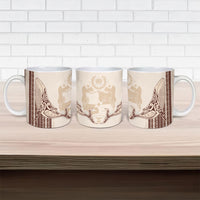 Swimming With Humpback Whales Season Tonga Ceramic Mug Tongan Tofuaa Ngatu Pattern Brown