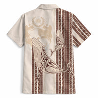 Swimming With Humpback Whales Season Tonga Hawaiian Shirt Tongan Tofuaa Ngatu Pattern Brown