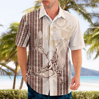 Swimming With Humpback Whales Season Tonga Hawaiian Shirt Tongan Tofuaa Ngatu Pattern Brown
