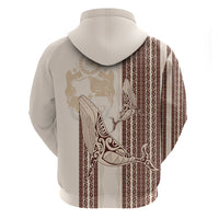 Swimming With Humpback Whales Season Tonga Hoodie Tongan Tofuaa Ngatu Pattern Brown