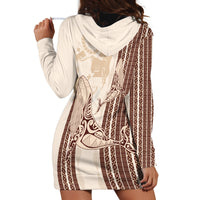 Swimming With Humpback Whales Season Tonga Hoodie Dress Tongan Tofuaa Ngatu Pattern Brown