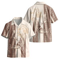 Swimming With Humpback Whales Season Tonga Kid Hawaiian Shirt Tongan Tofuaa Ngatu Pattern Brown